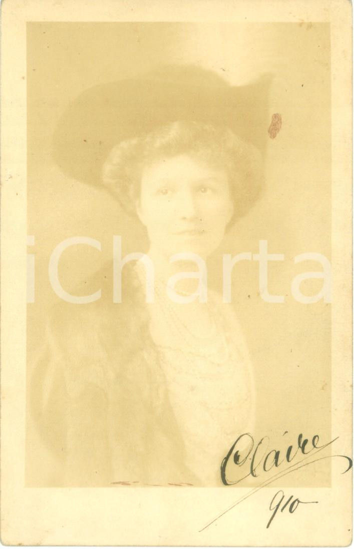 Fotografia d epoca originale 1910 WIEN O Ritratto di ragazza con pelliccia e cappello a tesa larga 1