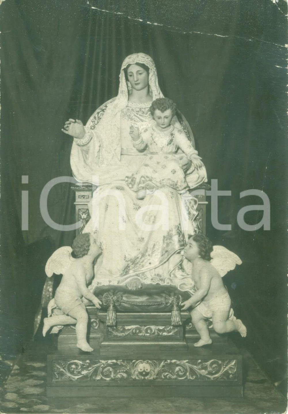 Fotografia d epoca originale 1925 ca HAIFA Madonna del Monte Carmelo al Monastero STELLA MARIS in restauro 1