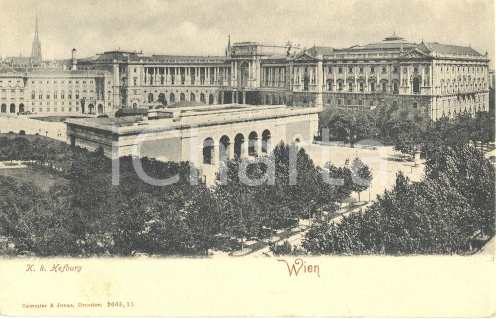 Cartolina originale da collezione 1908 WIEN A Veduta del complesso dell HOFBURG Cartolina animata FP VG 1
