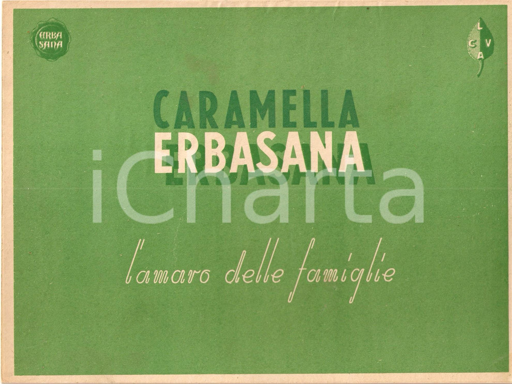 Materiale pubblicitario d’epoca 1955 ca CARAMELLA ERBASANA Amaro delle famiglie Pannello pubblicitario 1 1