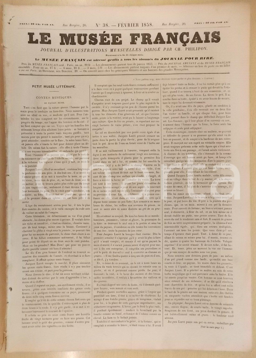 Giornale, rivista storica 1858 LE MUSEE FRANÃ‡AIS Contes rustiques Port de MACAO par Gustave DORE 1