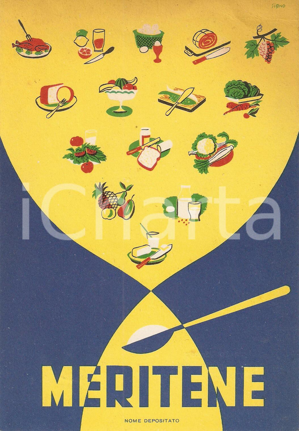 Materiale pubblicitario d’epoca 1955 MILANO Farmaci FARBER Dietetico MERITENE Dietene Company Cartoncino 1
