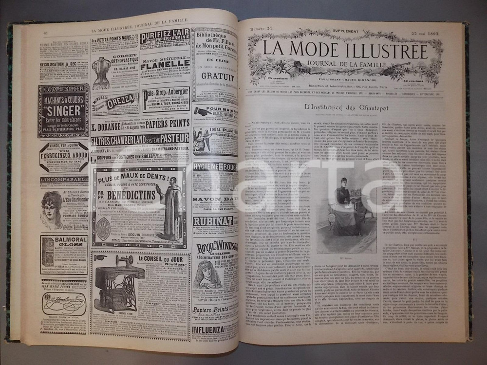 Giornale, rivista storica 1892 LA MODE ILLUSTREE Raccolta completa dei supplementi feuilletons numeri 152 1