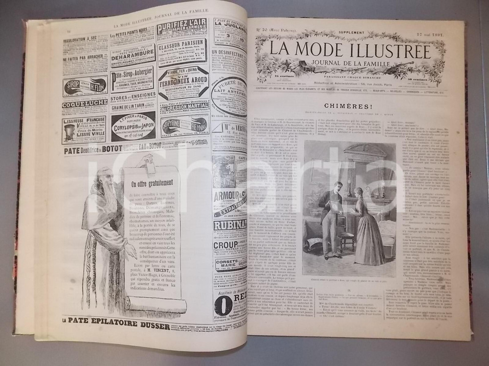 Giornale, rivista storica 1891 LA MODE ILLUSTREE Raccolta completa dei supplementi feuilletons numeri 152 1