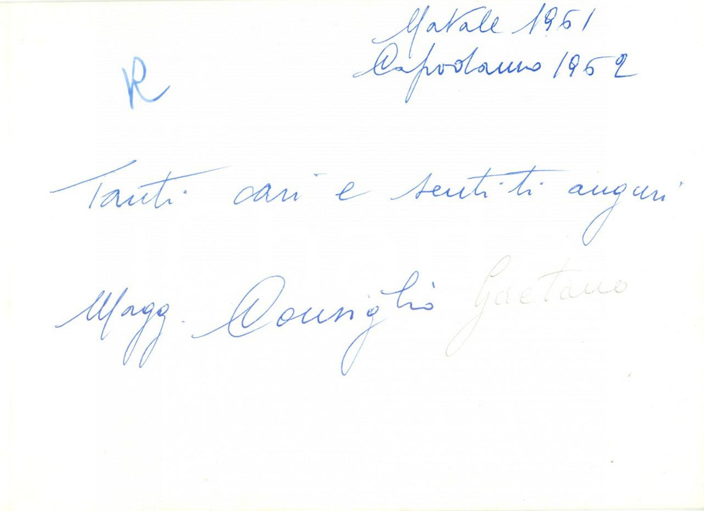 Autografo originale 1961 67Â° REGGIMENTO FANTERIA LEGNANO Maggiore Gaetano CONSIGLIO Autografo 1