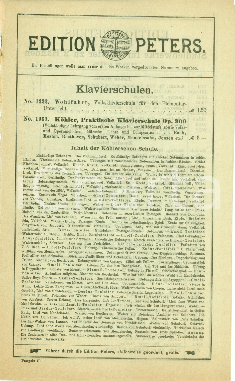 Materiale pubblicitario d’epoca 1930 ca LEIPZIG DE Bollettino editoriale musicale EDITION PETERS DANNEGGIATO 1