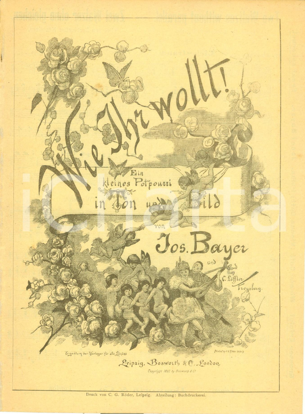 Oggetto da collezione cartaceo 1892 Josef BAYER Wie Ihr wollt! Ein kleines Potpourri Spartito ILLUSTRATO 1
