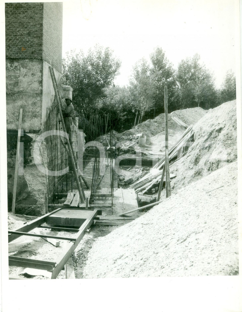 Fotografia d epoca originale 1965 ca PANCARANA PV Lavori di costruzione CHIAVICA MORCISA Foto 1