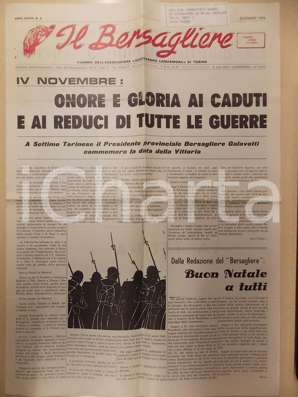 Giornale, rivista storica 1975 IL BERSAGLIERE Onore e gloria ai caduti e ai Reduci di tutte le guerre 1