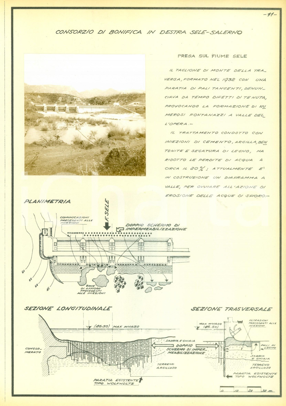 Documento originale, autentico 1950 ca SALERNO Consorzio Bonifica Presa sul SELE Azienda ICOS Scheda con foto 1