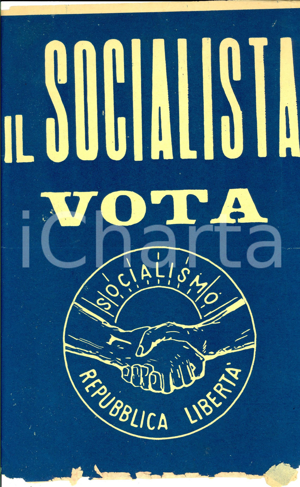 Materiale pubblicitario d’epoca 1951 Elezioni provinciali  Vota SOCIALISMO REPUBBLICA LIBERTA  Manifesto 35x22 1