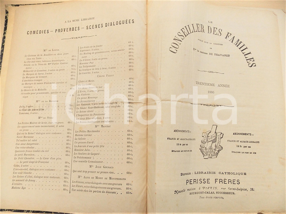 Libro, pubblicazione d epoca 1886 Comtesse de TRAVANET CONSEILLER DES FAMILLES Annata completa 1