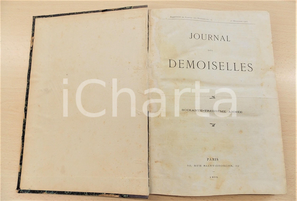 Giornale, rivista storica 1905 JOURNAL DES DEMOISELLES Annata completa rilegata in volume 1