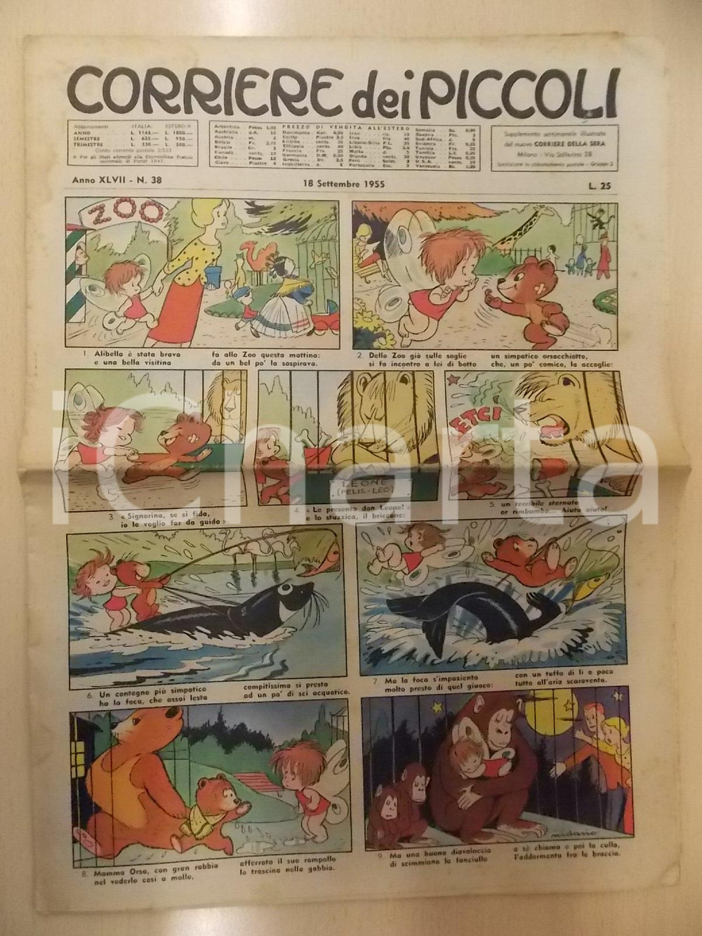 Giornale, rivista storica 1955 CORRIERE DEI PICCOLI 38  YOMO Avventure di YOMINO Mio Mao FELIX THE CAT 1