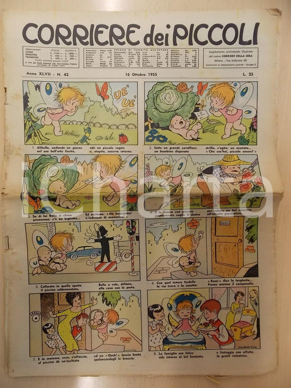 Giornale, rivista storica 1955 CORRIERE DEI PICCOLI 42  YOMO Avventure di YOMINO Alibella Grazia NIDASIO 1