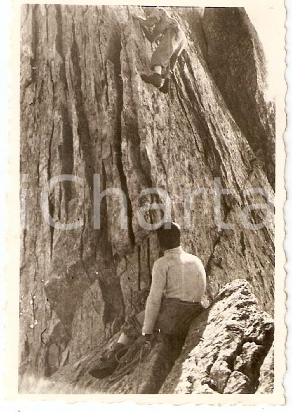 Fotografia d epoca originale 1947 VAL MASINO SO Arrampicata su cuspide PUNTA SERTORI Fotografia 9x6 1