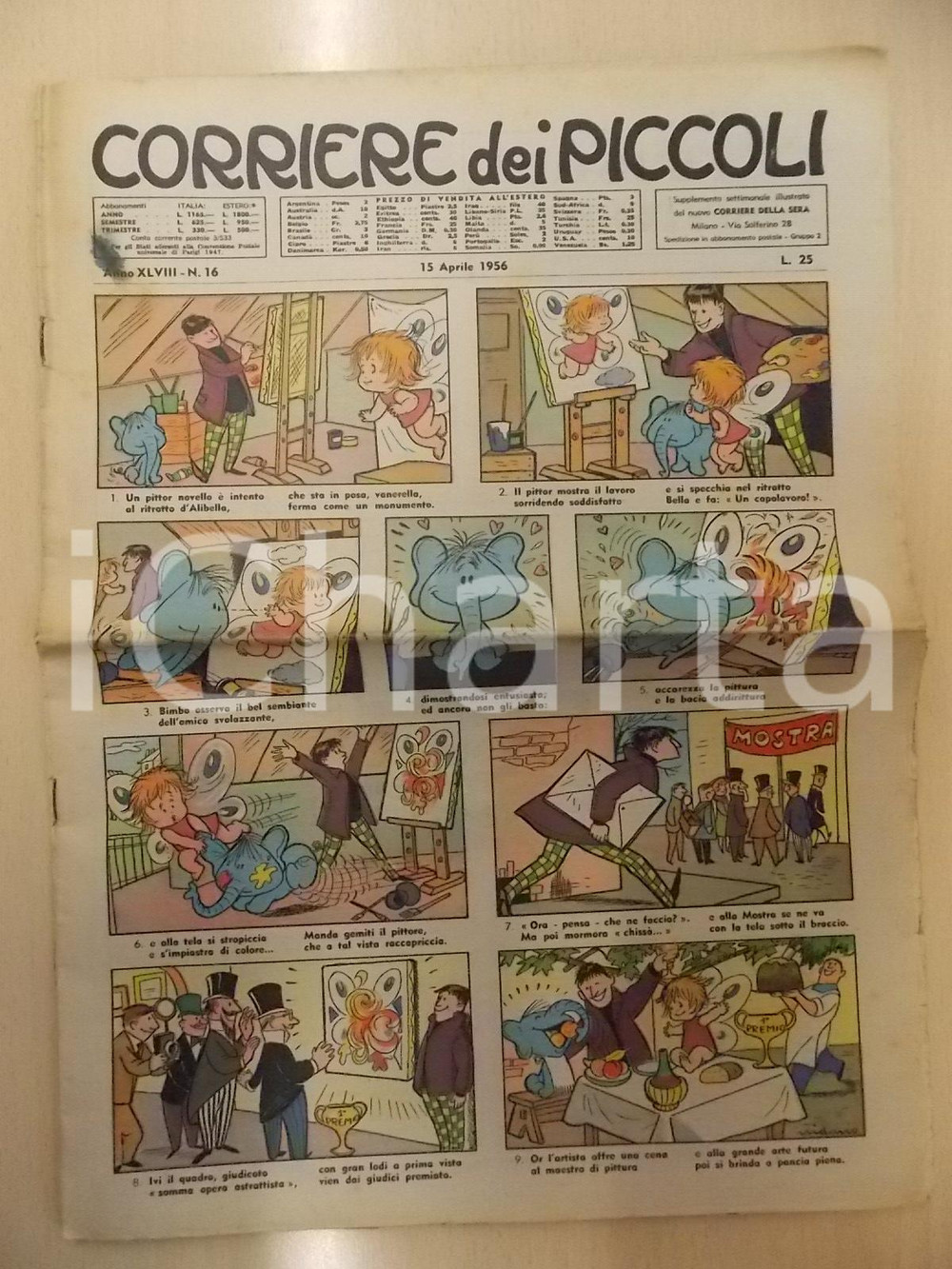 Giornale, rivista storica 1956 CORRIERE DEI PICCOLI 16 Sor Pampurio Carlo BISI Micino Film Grazia NIDASIO 1