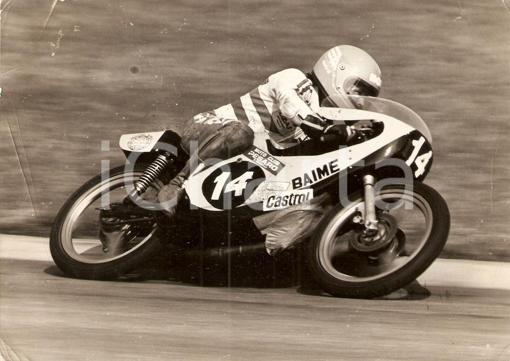 Fotografia d epoca originale 1976 PESARO Motociclismo Eugenio LAZZARINI durante corsa Fotografia 1