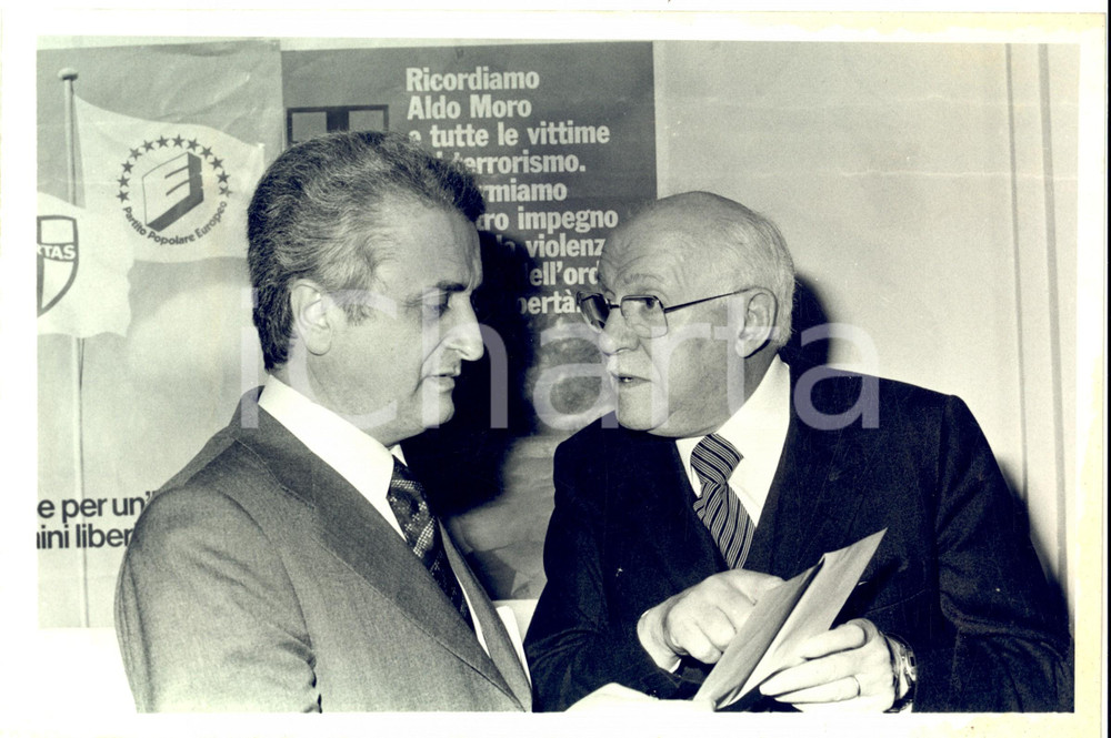 Fotografia d epoca originale 1979 ROMA DC in memoria di Aldo Moro  Vittorino COLOMBO e Giuseppe LA LOGGIA 1