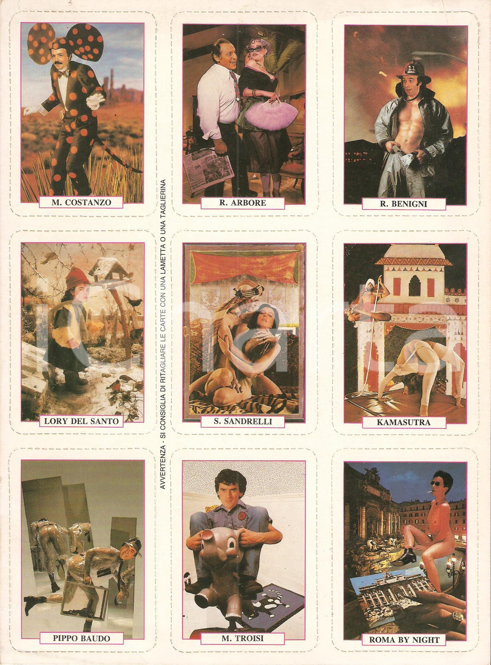 Oggetto da collezione cartaceo 1985 PLAYMEN Lotto 9 carte da gioco GOLIARDICHE EROTICHE Ill. Andrea PISTACCHI 1