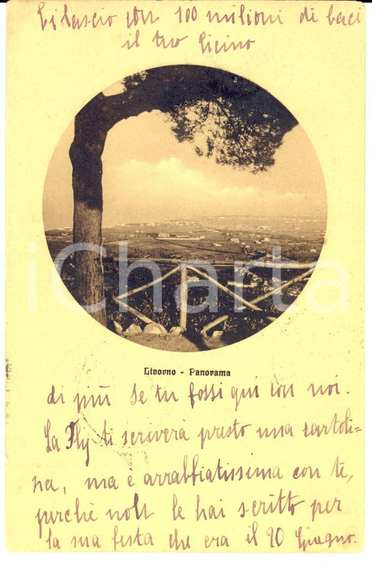 Autografo originale 1910 LIVORNO Panorama Cartolina alla marchesa MANNELLI dal nipote FP VG 1
