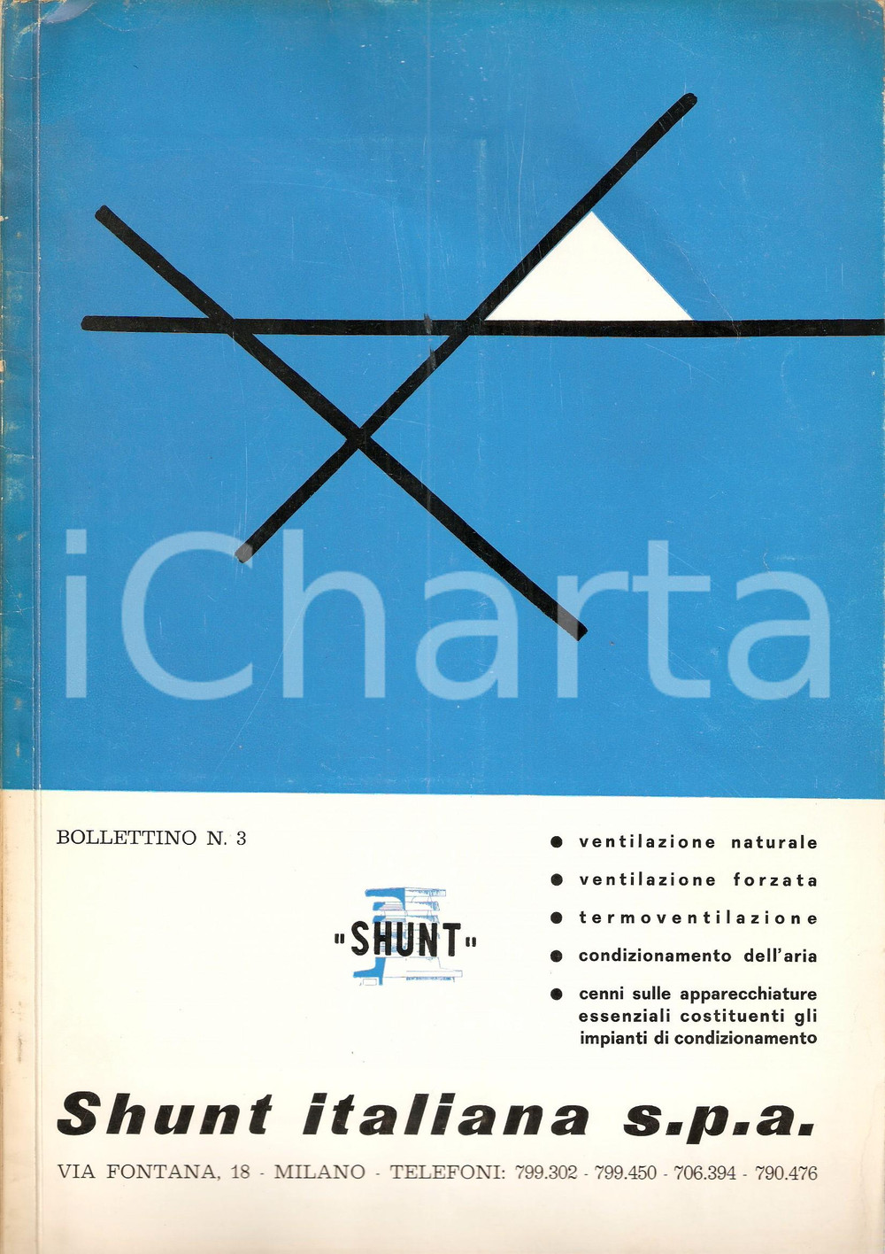 Libro, pubblicazione d epoca 1964 MILANO Bollettino SHUNT ITALIANA n.3 Termoventilazione Condizionamento aria 1