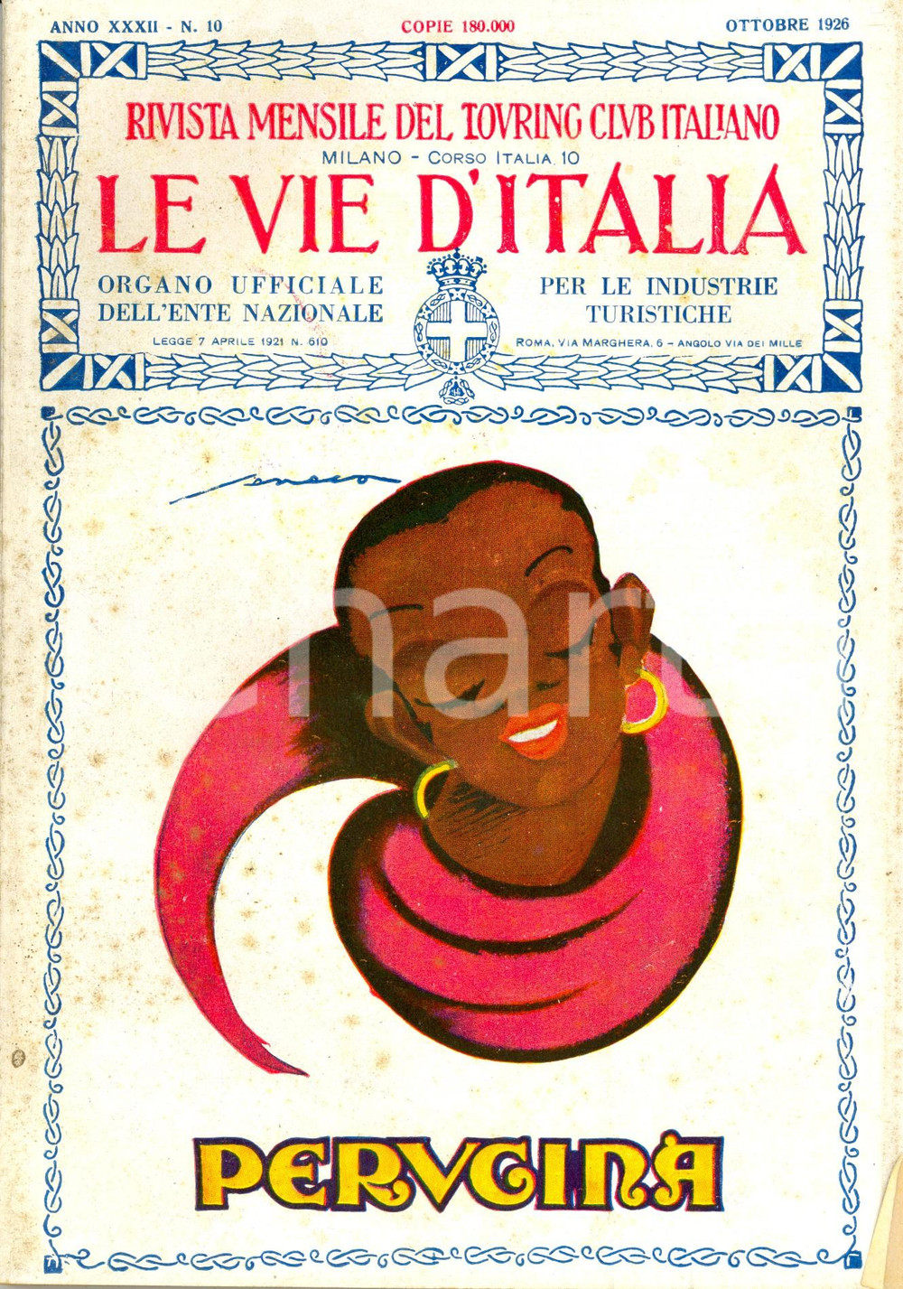 Giornale, rivista storica 1926 LE VIE D ITALIA TCI La Galleria CAMPORI di MODENA Anno XXXII n°10 PERUGINA 1