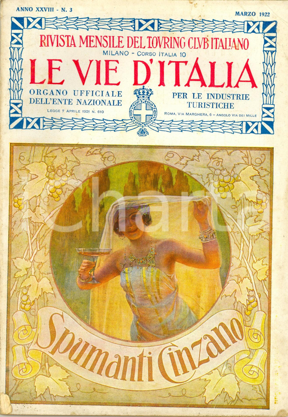 Giornale, rivista storica 1922 LE VIE D ITALIA TCI Lago del TIRSO il più grande al mondo Anno XXVIII n°3 1