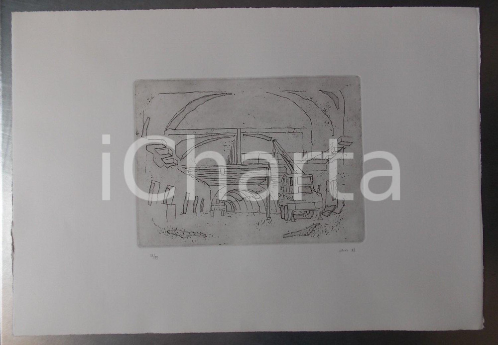 Opera d’arte autentica 1988 GHIRI Lavori in galleria  Litografia FIRMATA 28/99 cm 35x50 1