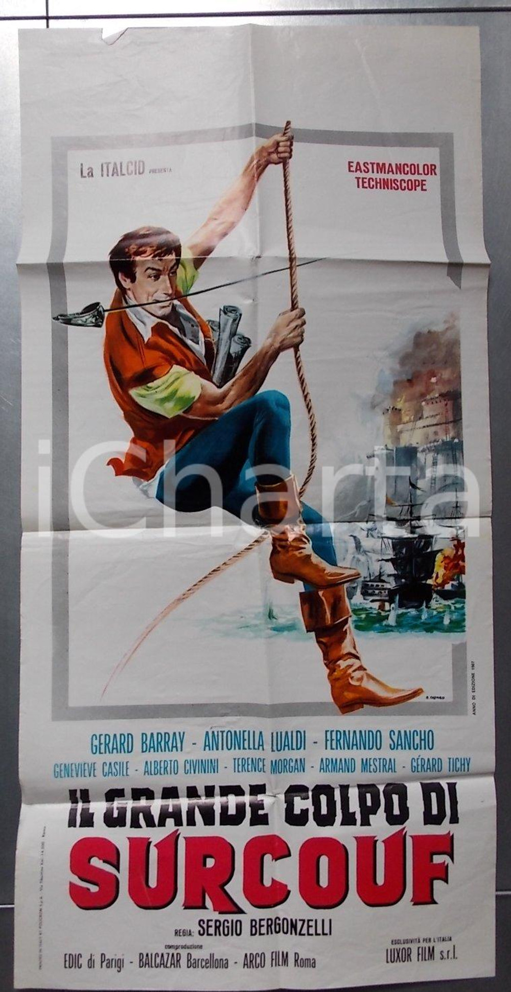 Oggetto da collezione cartaceo 1967 GRANDE COLPO DI SURCOUF Gerard BARRAY Locandina Illustrata Renato CASARO 1
