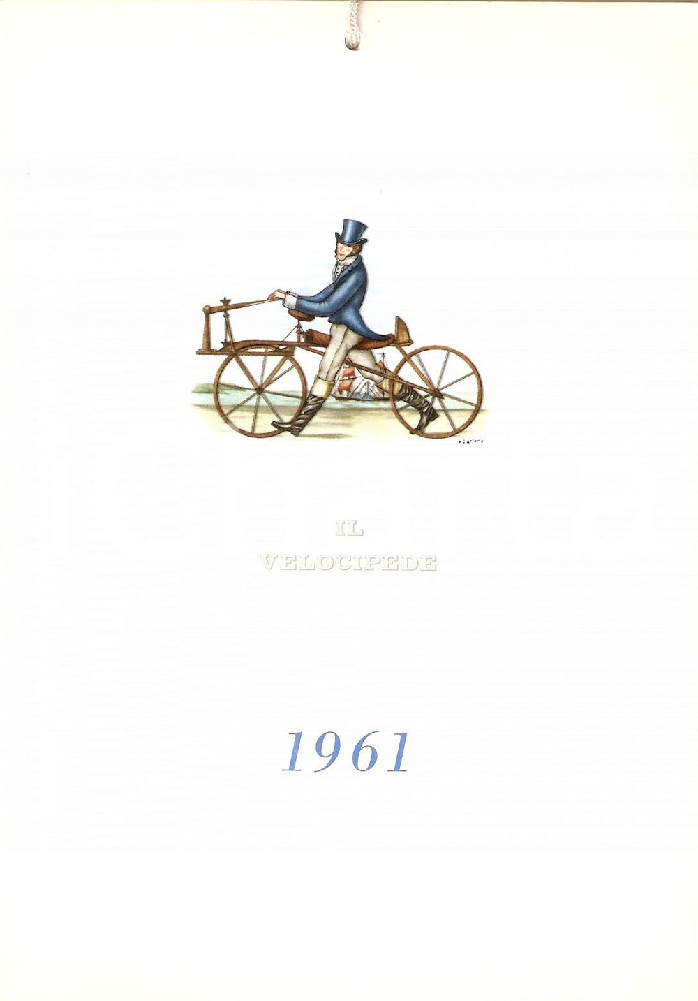 Oggetto da collezione cartaceo 1961 MILANO Casa MAMMA DOMENICA Calendario Il velocipede ILLUSTRATO 1