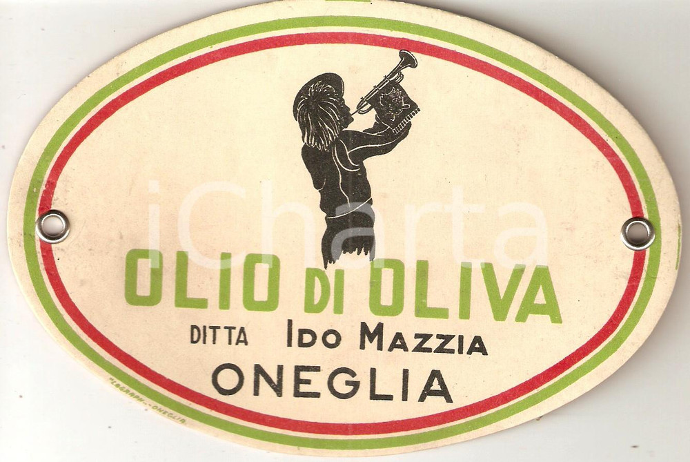 Materiale pubblicitario d’epoca 1930 ca ONEGLIA IM Ditta Ido MAZZIA Olio di oliva Illustrazione Bersagliere 3 1