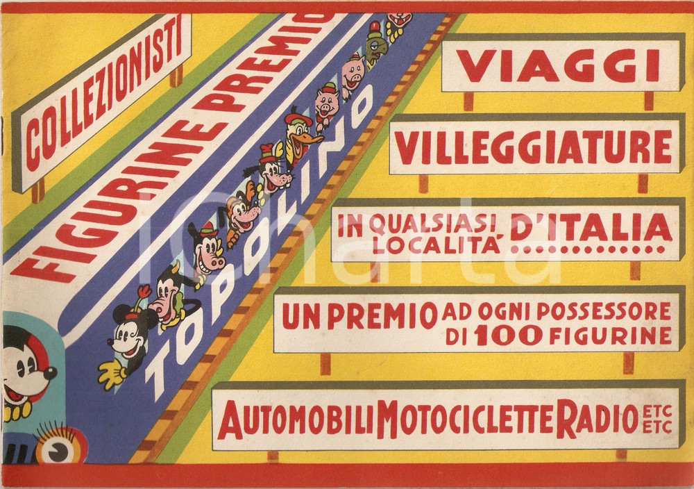 Oggetto da collezione cartaceo 1936 PREMIO TOPOLINO Galbani ELAH Pernigotti WALT DISNEY Album figurine VUOTO 1