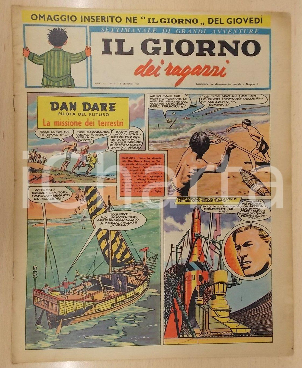 Giornale, rivista storica 1962 GIORNO DEI RAGAZZI Aereo DART HERALD Cosacco COCCO BILL Rivista n.4 1