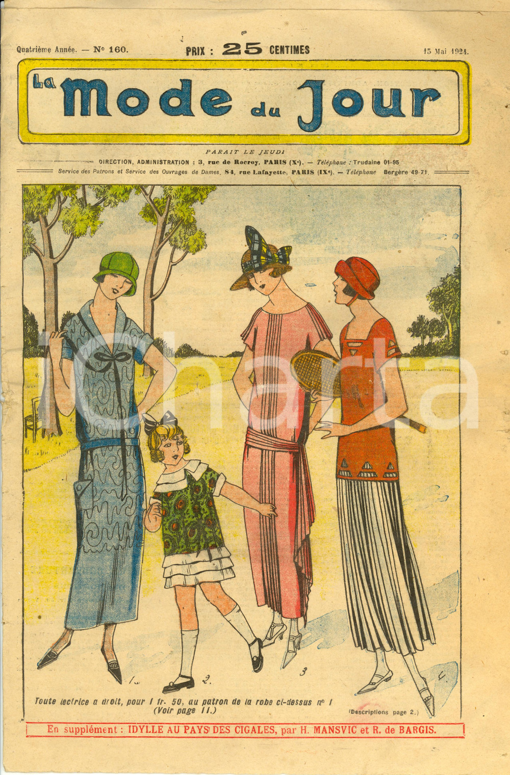 Giornale, rivista storica 1924 LA MODE DU JOUR Nuovi modelli per l estate ILLUSTRATA A COLORI Rivista 1