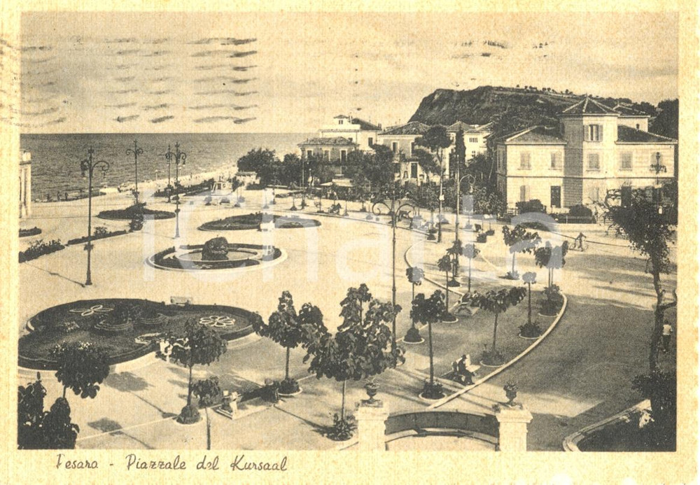 Cartolina originale da collezione 1957 PESARO Veduta Piazzale del KURSAAL Cartolina animata FG VG 1