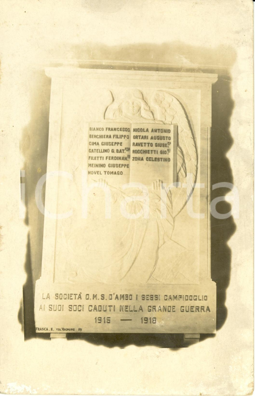 1920 ca TORINO Società Operaia Mutuo Soccorso CAMPIDOGLIO - Lapide caduti *FP NV