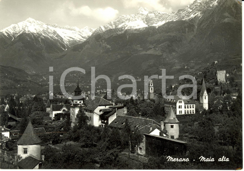 Cartolina originale da collezione 1952 MERANO BZ Veduta frazione MAIA ALTA Cartolina FG VG 1