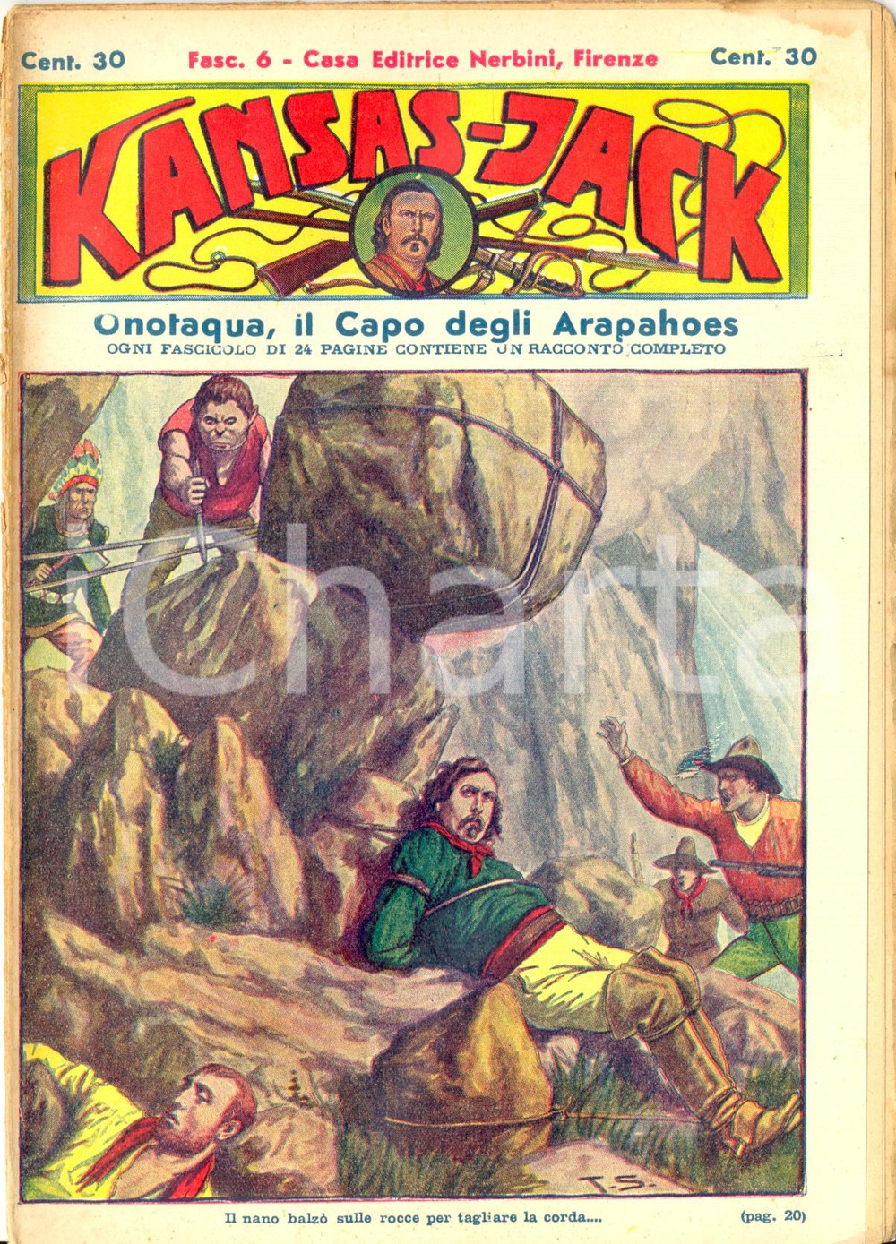 Libro, pubblicazione d epoca 1935 ca KANSAS JACK Onotaqua, il capo degli ARAPAHOES nÂ° 6 Rivista NERBINI 1