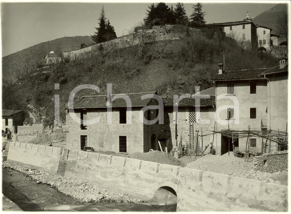 Fotografia d epoca originale 1932 BERGAMO Case sulla Strada Statale n°42 del TONALE e della MENDOLA Foto 1
