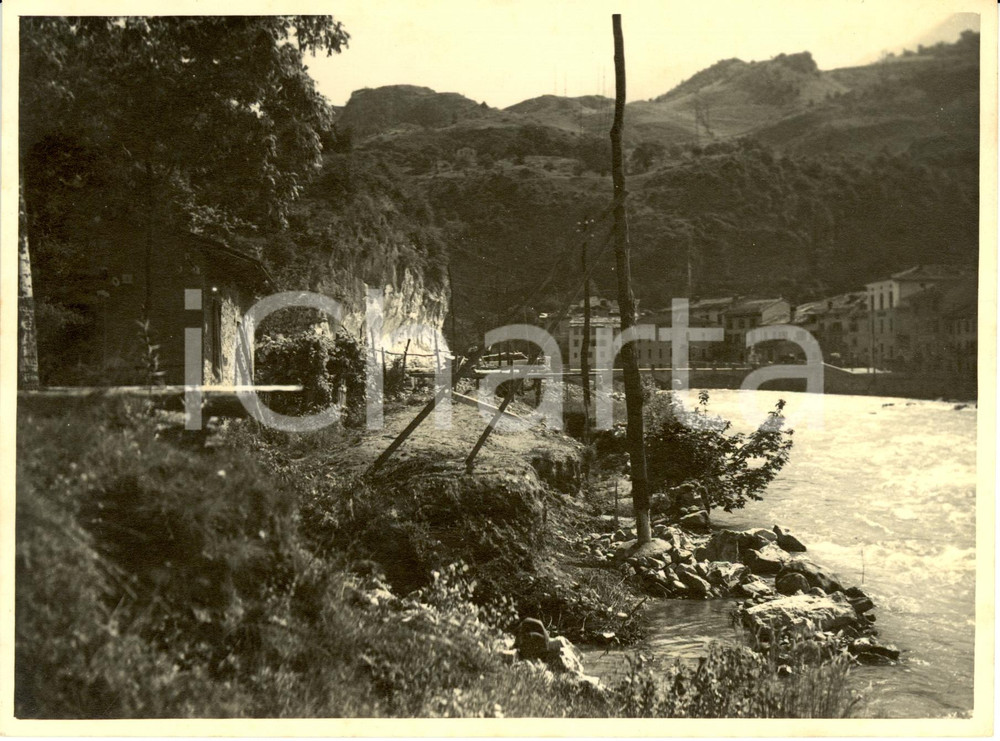Fotografia d epoca originale 1935 ca CIVIDATE CAMUNO BS Veduta sul fiume OGLIO Fotografia artistica 1