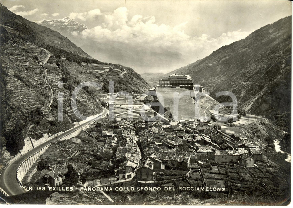 Cartolina originale da collezione 1960 ca EXILLES TO Veduta panoramica con ROCCIAMELONE Cartolina FG VG 1
