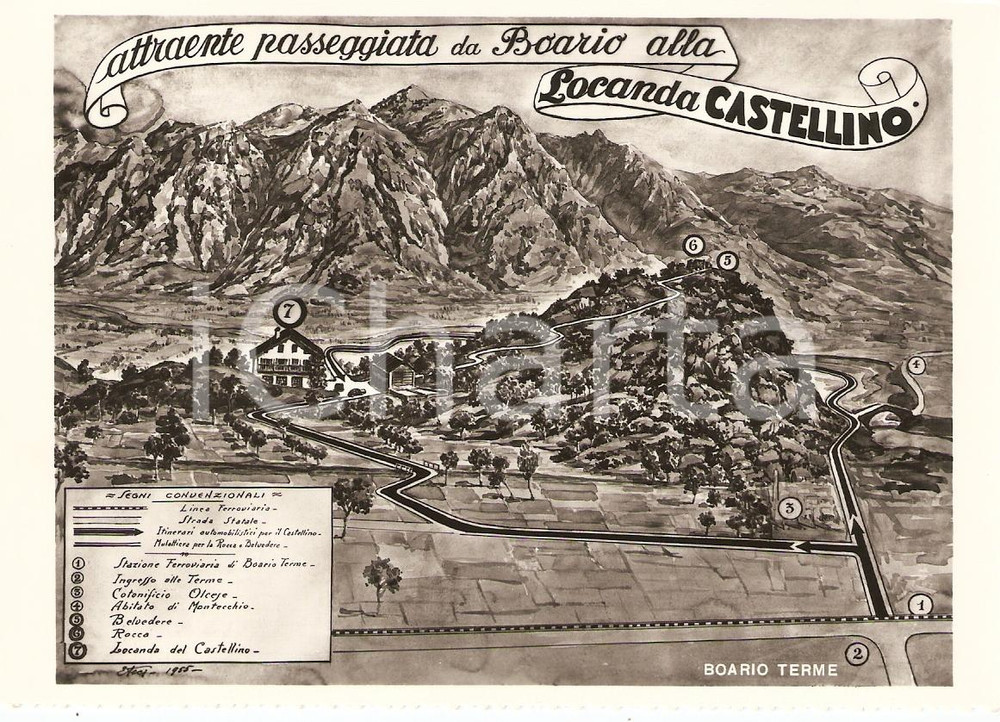 Cartolina originale da collezione 1955 DARFO BOARIO TERME BS Cartina per Locanda CASTELLINO Ilustrata Cartolina 1