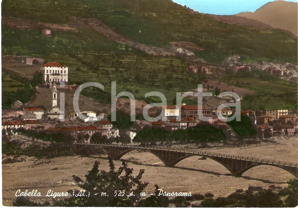Cartolina originale da collezione 1950 ca CABELLA LIGURE AL Torrente BORBERA in secca PANORAMA Cartolina FG NV 1