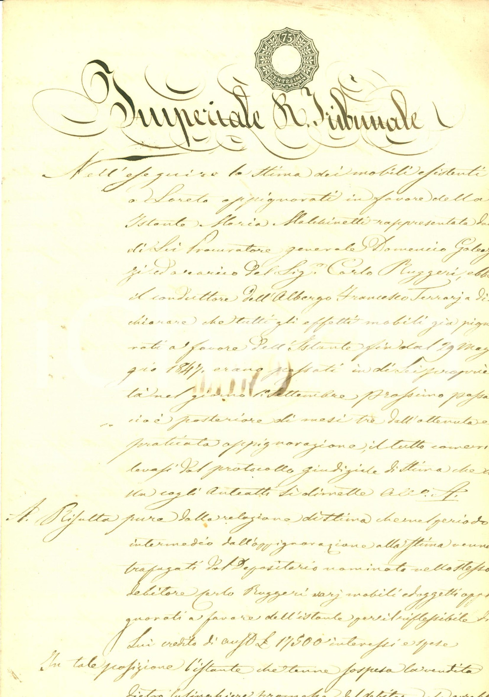Documento originale, autentico 1847 MILANO Domenico GALEAZZI stufo delle mene di Carlo RUGGERI Documento 1