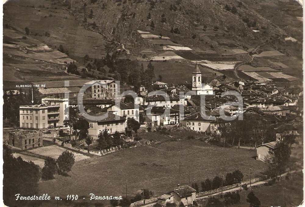Cartolina originale da collezione 1957 FENESTRELLE TO Panorama con ALBERGO TRE RE Cartolina FG VG 1