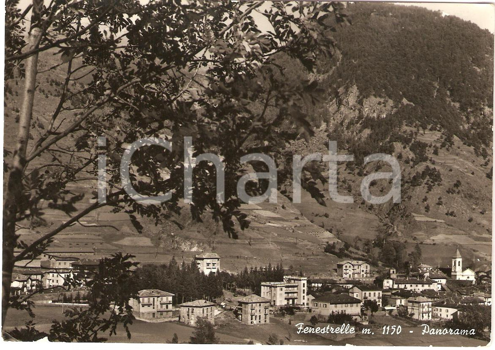 Cartolina originale da collezione 1954 FENESTRELLE TO Panorama con Chiesa di SAN LUIGI IX Cartolina FG VG 1
