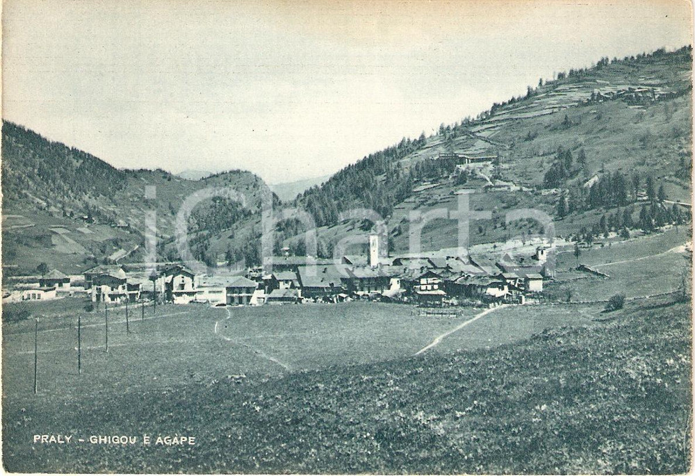 Cartolina originale da collezione 1940 ca PRALI TO Frazione GHIGO Villaggio AGAPE Panorama Cartolina FG NV 1