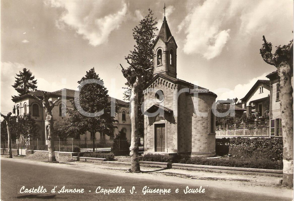 Cartolina originale da collezione 1955 ca CASTELLO D ANNONE AT Cappella SAN GIUSEPPE e Scuole Cartolina FG VG 1