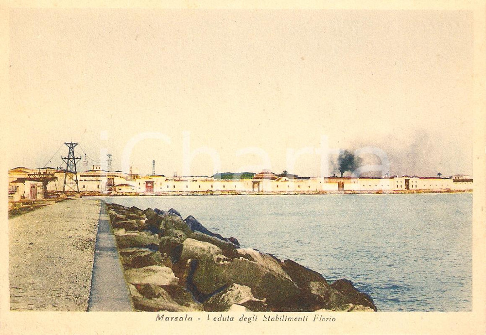 Cartolina originale da collezione 1940 ca MARSALA TP Veduta degli Stabilimenti FLORIO Cartolina FG NV 1
